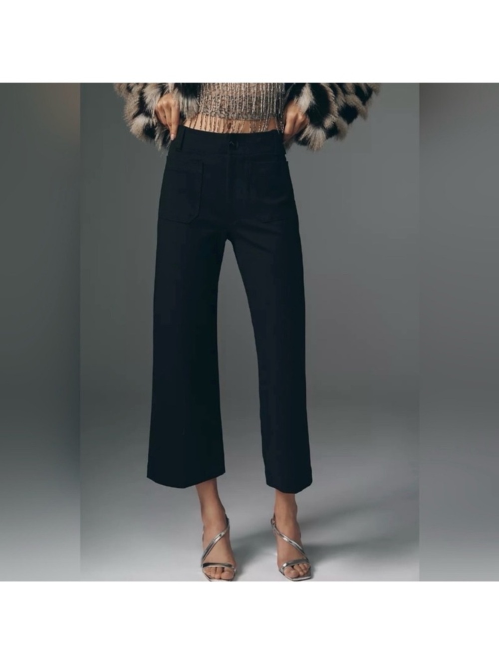 Anthropologie Maeve Black The Colette Crop Wide-Leg Pants